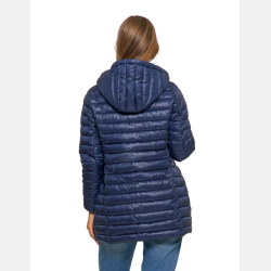 Przejściowa PUCHOWA kurtka damska GRANATOWA  z kapturem MORAJ